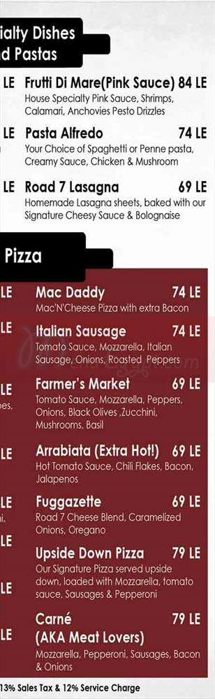 road 7 pizza bar menu