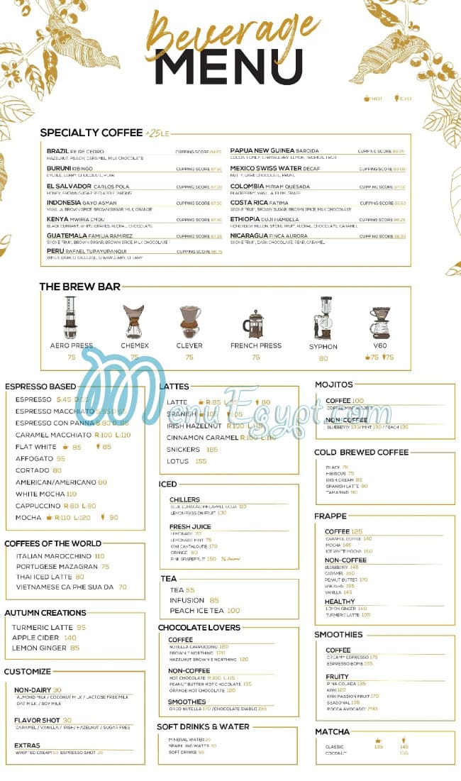 30NORTH menu