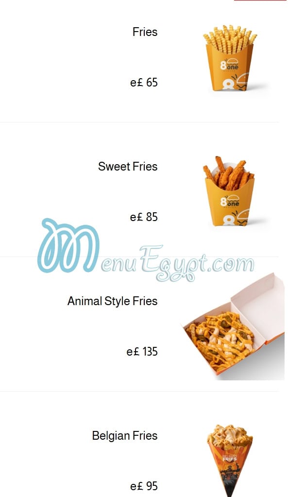 8One Burger online menu