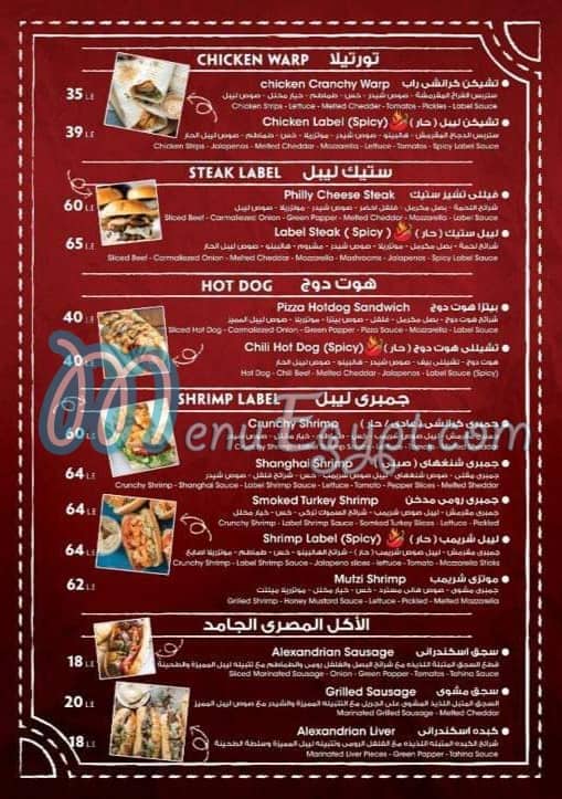 Burger Label menu