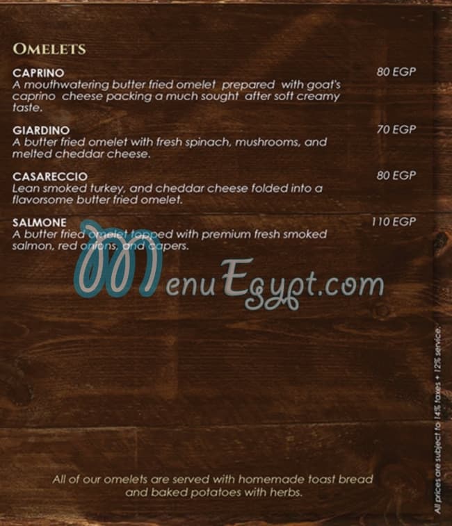 Casareccio menu Egypt