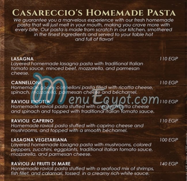 Casareccio menu Egypt 1