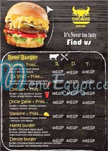 Chicago Burger menu