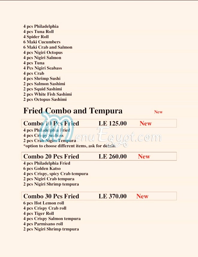 Ginza Restaurant menu Egypt