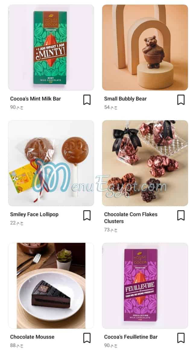 Menu delivery hotline House of Cocoa DowntownKatameyaMall