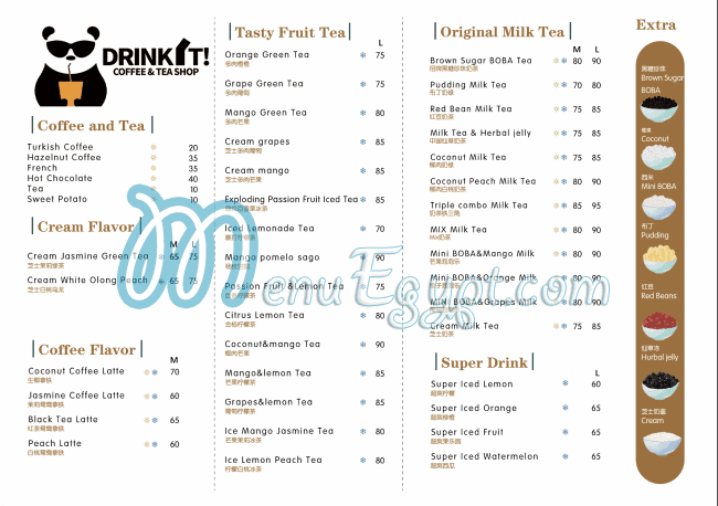 JY BOBA TEA menu