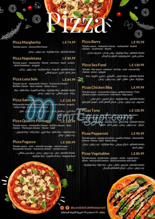 Luna Sole menu prices