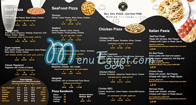 Marinaio pizza & cafe menu