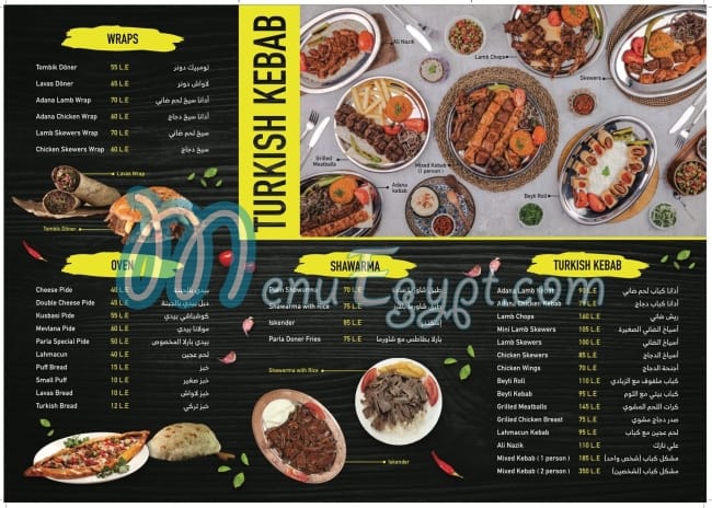 Parla Turkish cusine menu