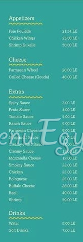 Pasta Bakry menu