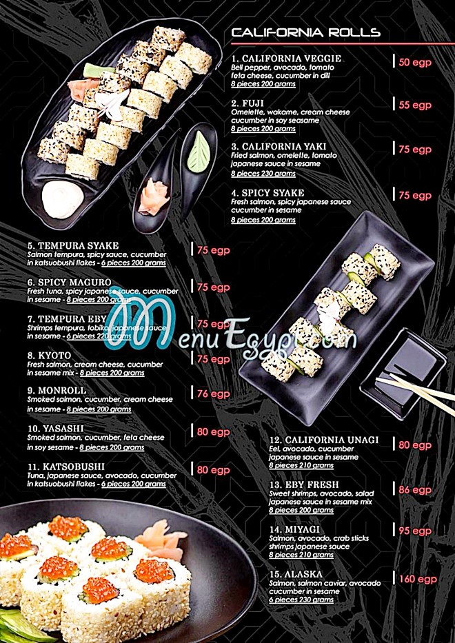 Sushi Club Cairo delivery menu