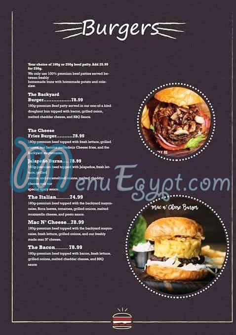 The Backyard menu Egypt