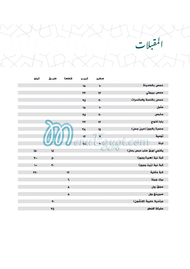 Zad El Kheir Restaurant menu Egypt