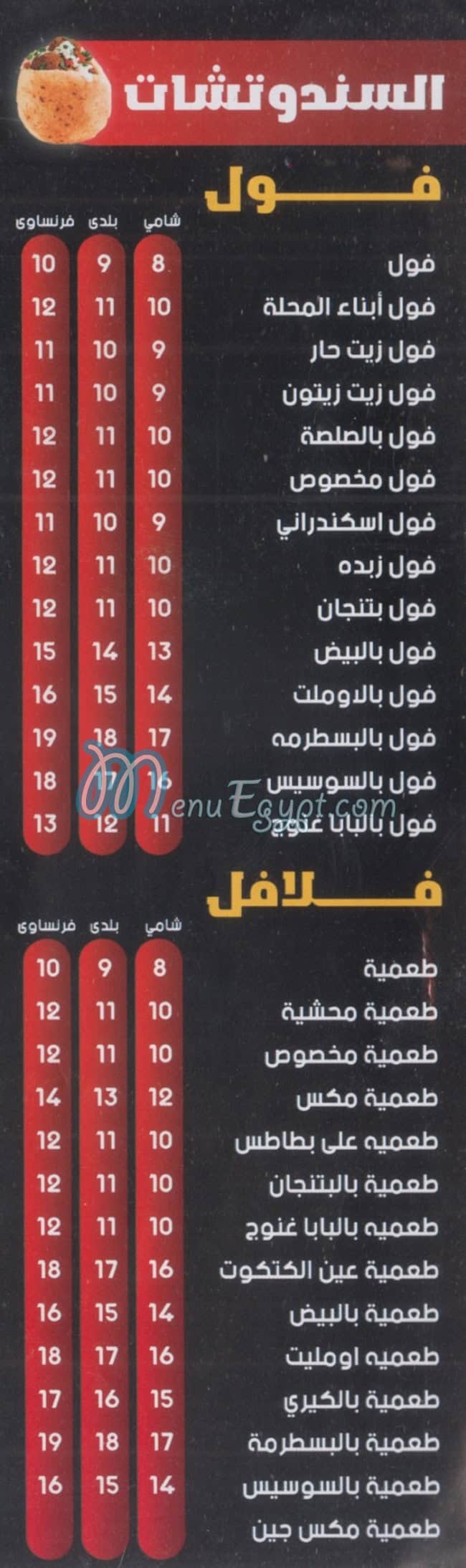 Abnaa El Mahla El Kobra online menu