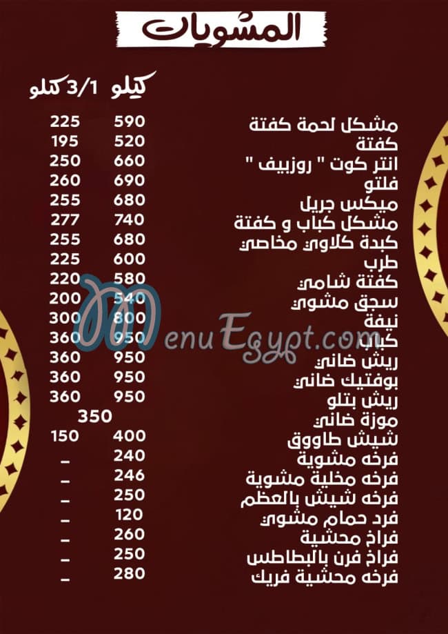 Abo Rawia El Agamy Restaurant menu