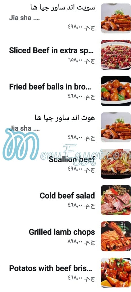 Al Fedouse  Chiense menu Egypt