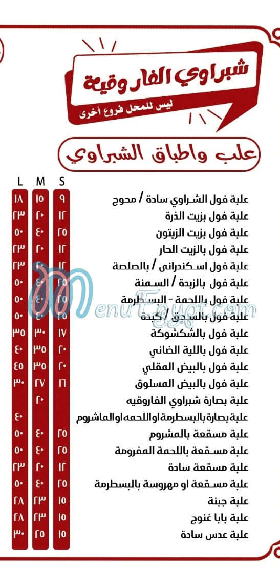 منيو الشبراوي الفاروقية