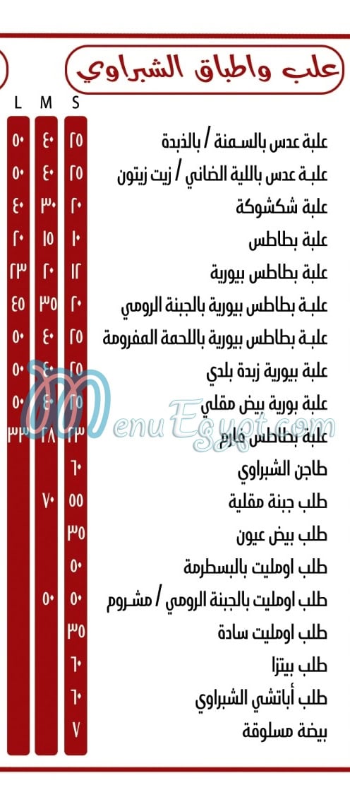 منيو الشبراوي الفاروقية مصر