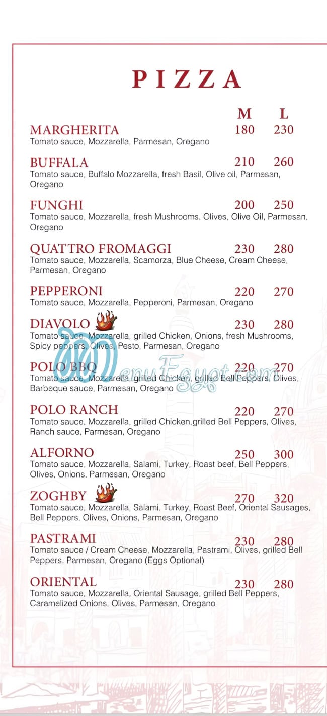 Alforno menu