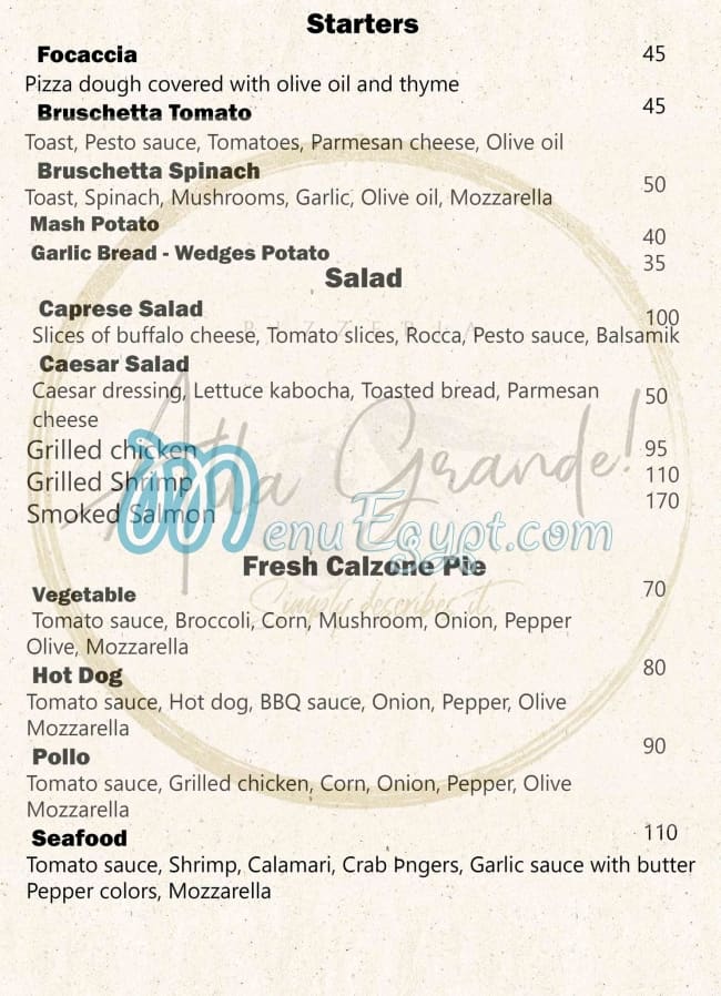 Alla Grande online menu