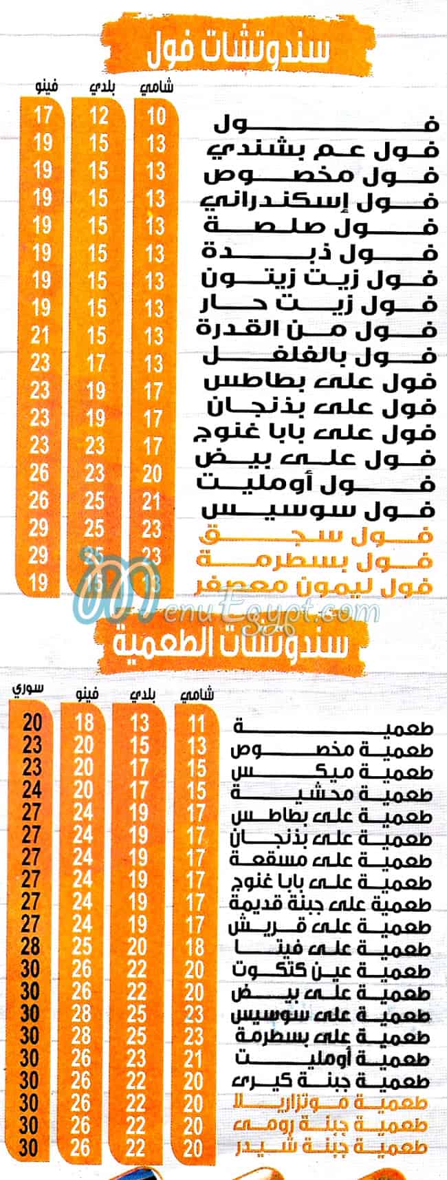 Am Bashandy Al Mohandseen menu