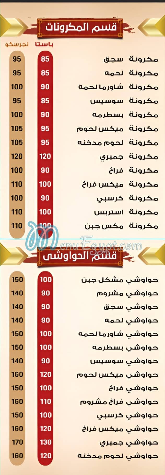 Am Shakshak menu Egypt