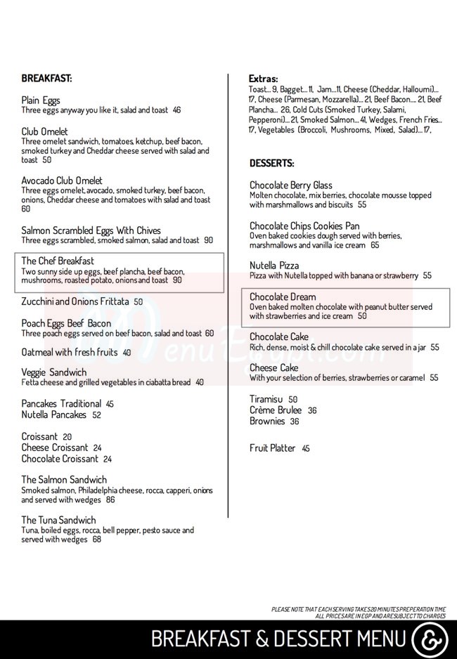 Ampersand Eatery menu