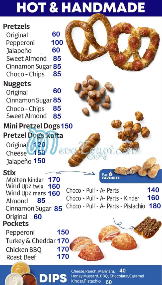 Auntie Annes menu
