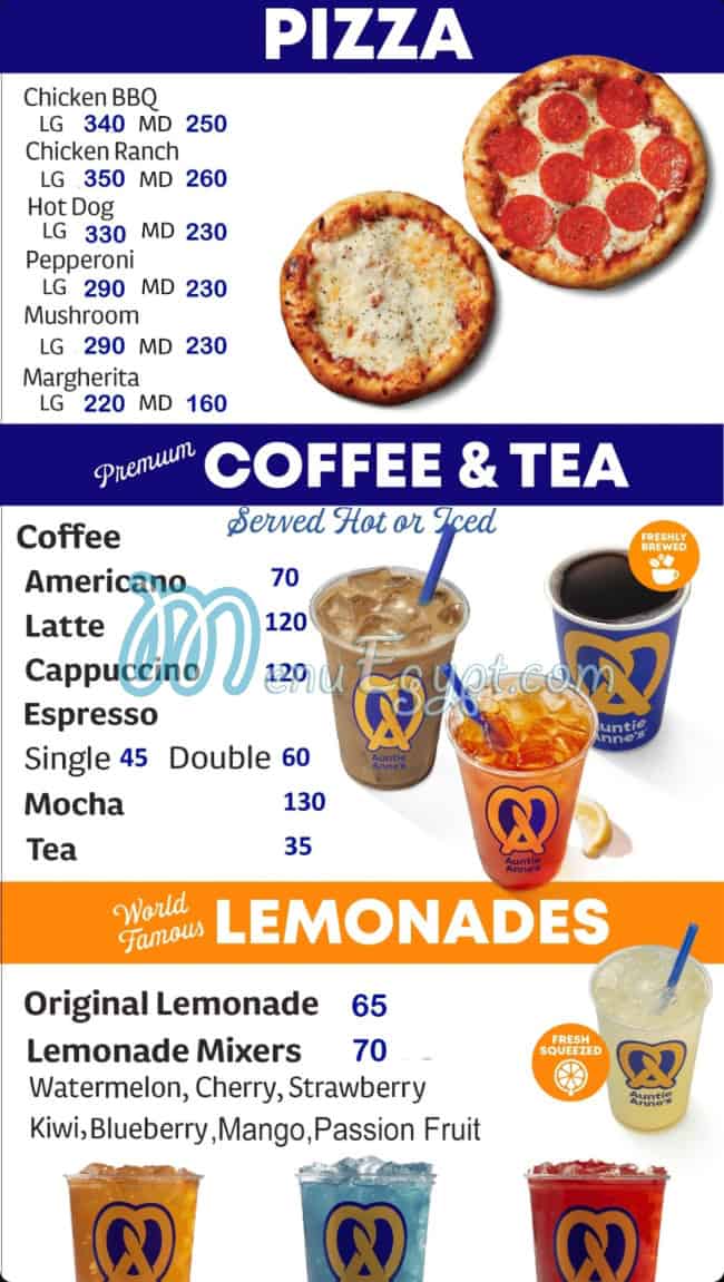 Auntie Annes menu Egypt