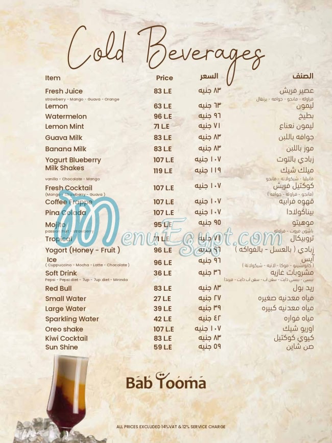 Bab Tooma menu Egypt 8