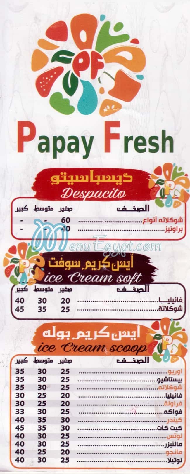 Bbay Fresh delivery menu