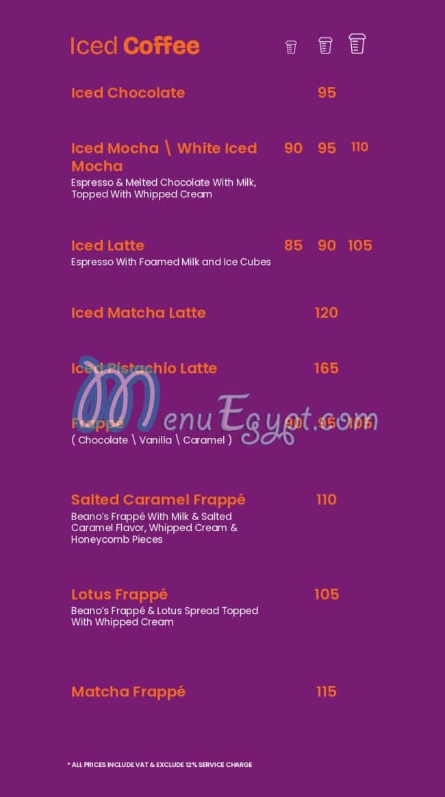 Beano's Cafe menu Egypt 8