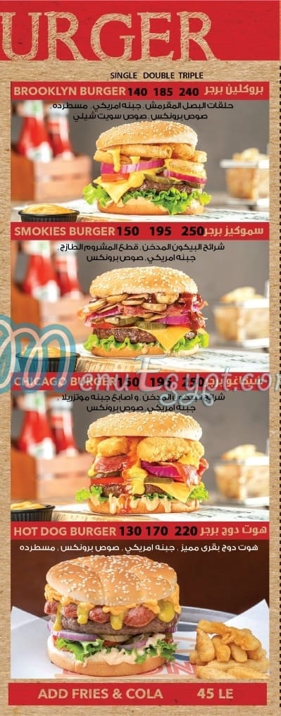 Bronx Burger online menu