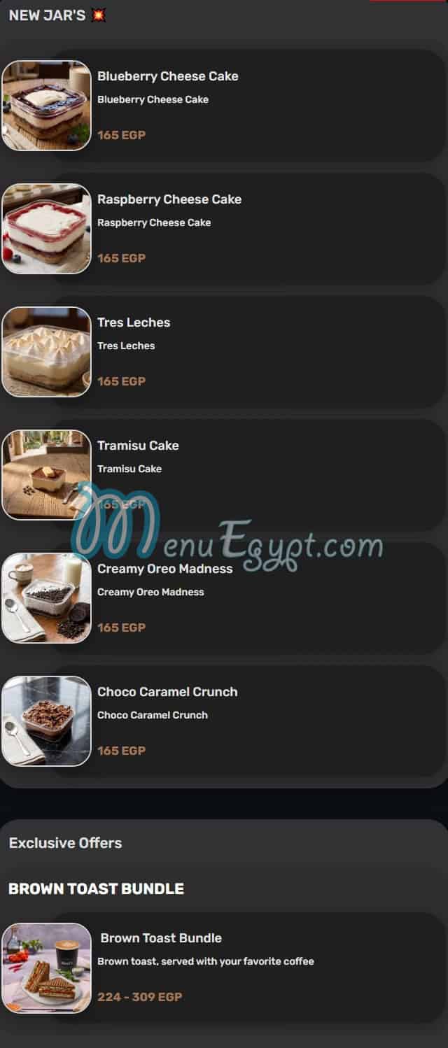 Bruxies Egypt menu