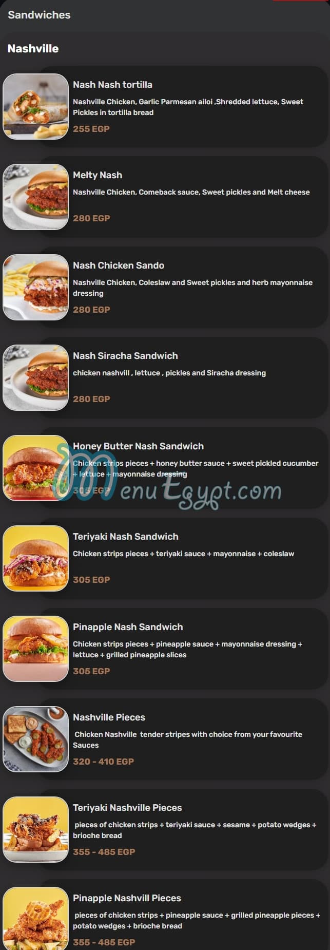 Bruxies Egypt menu Egypt 6