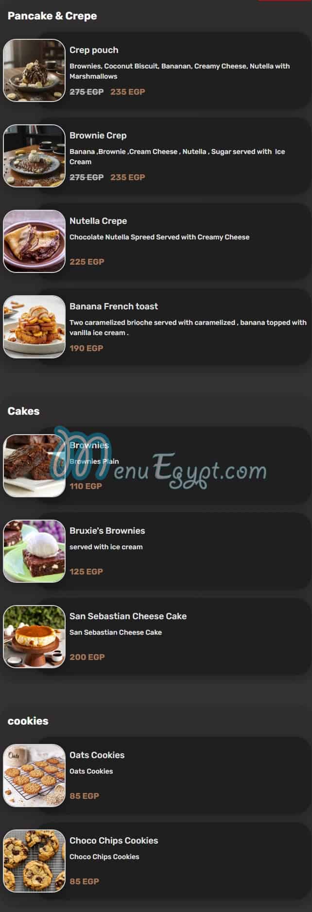 Bruxies Egypt menu Egypt 13