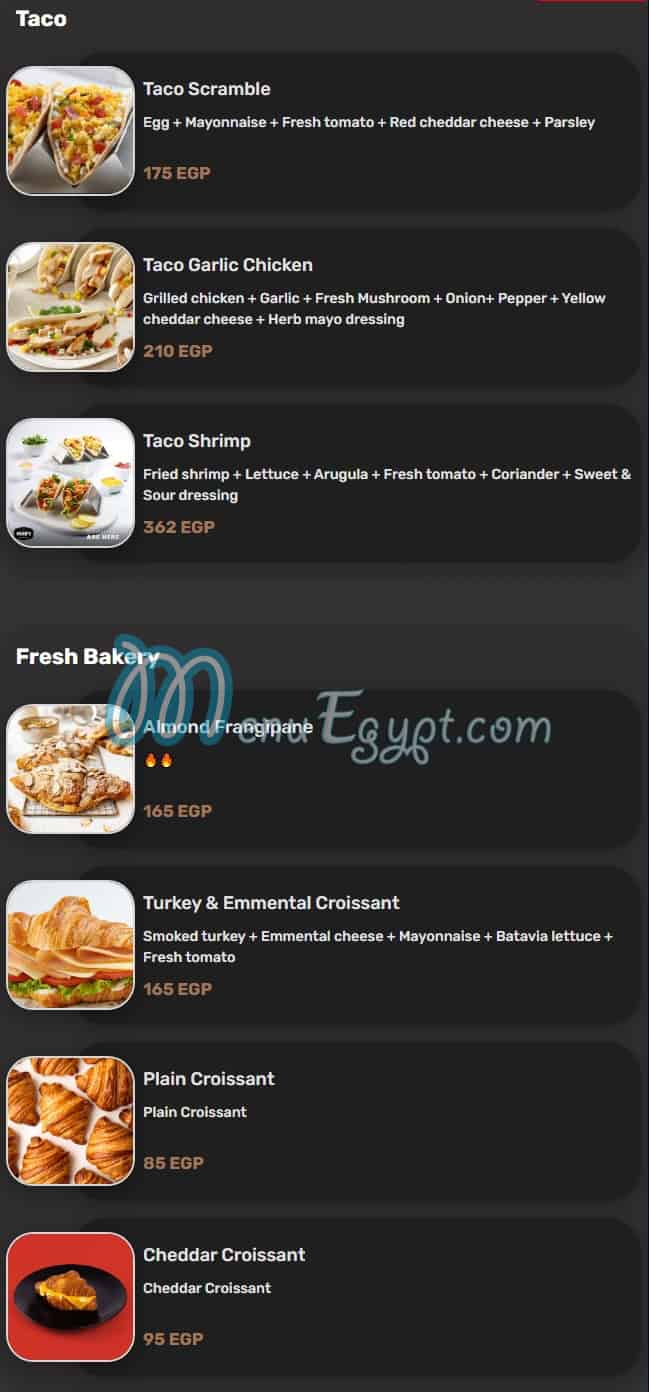 Bruxies Egypt delivery menu