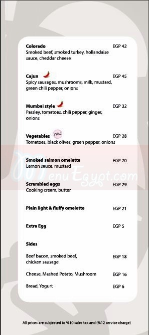 Bubblicious menu Egypt
