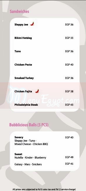 Bubblicious online menu