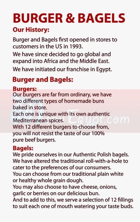 Burger & Bagels menu