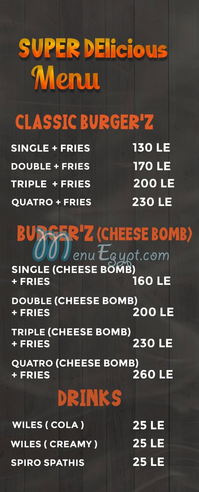 Burgerz menu