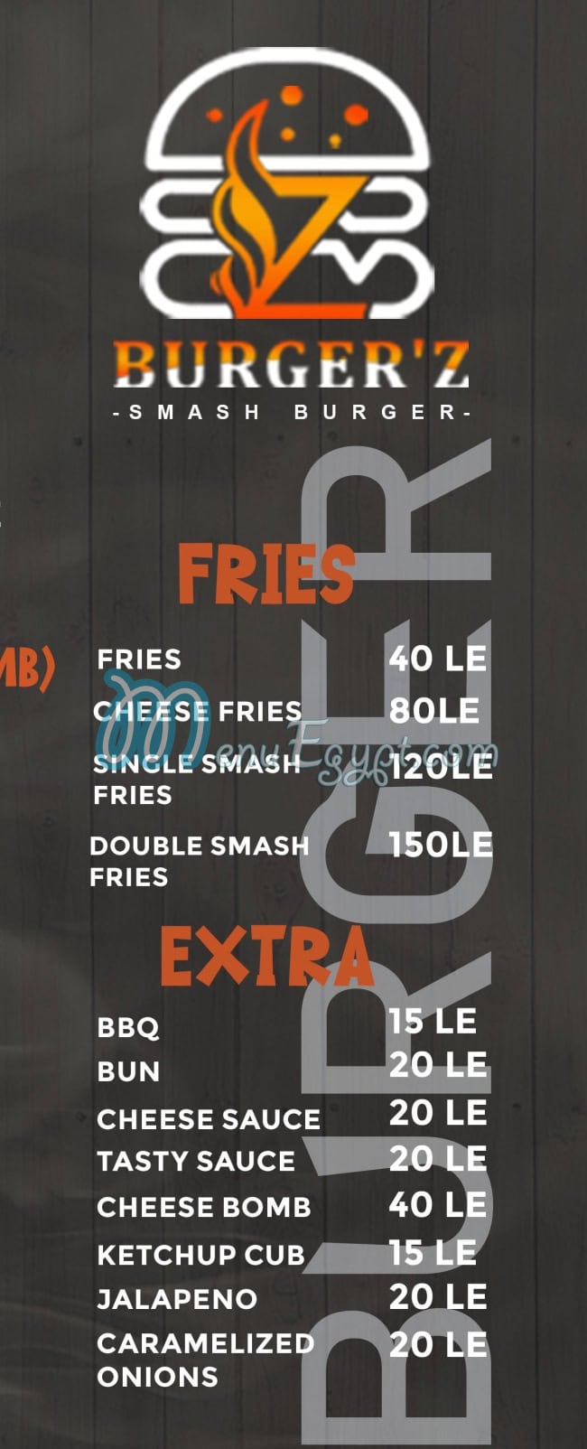 Burgerz menu Egypt
