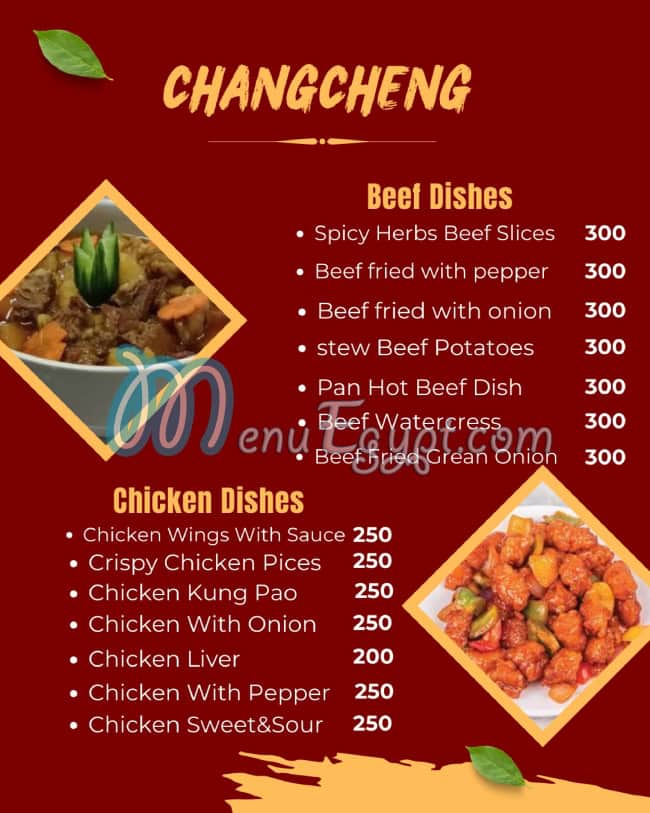 CHANG CHENG menu Egypt 2