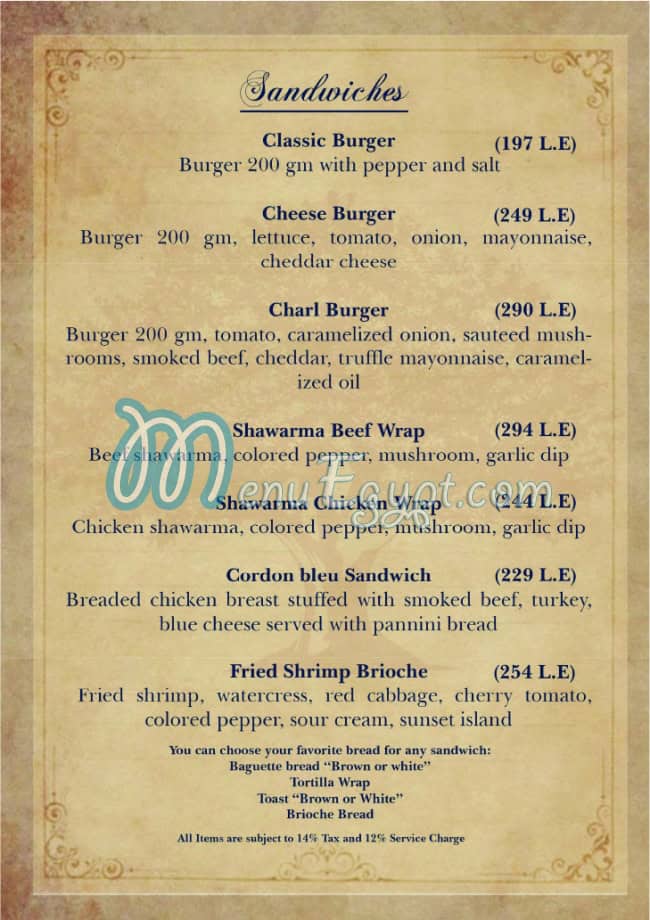 Charl Restaurant menu Egypt 3