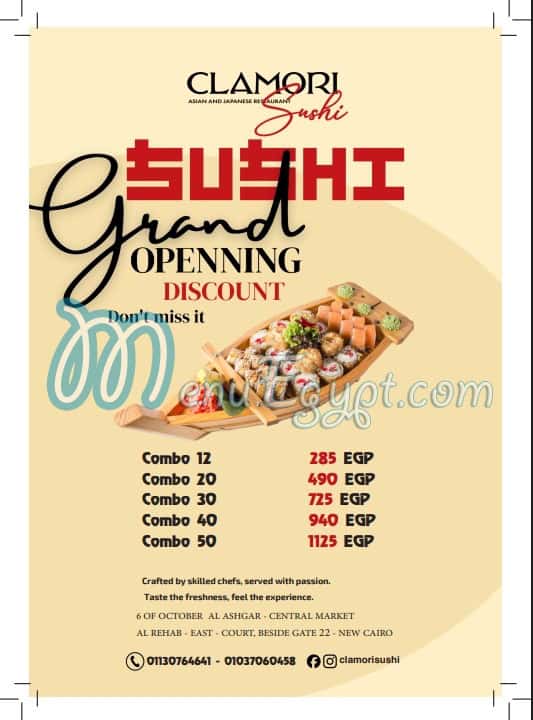 clamori sushi ashgar menu