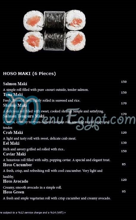 ClamoriSushi delivery menu
