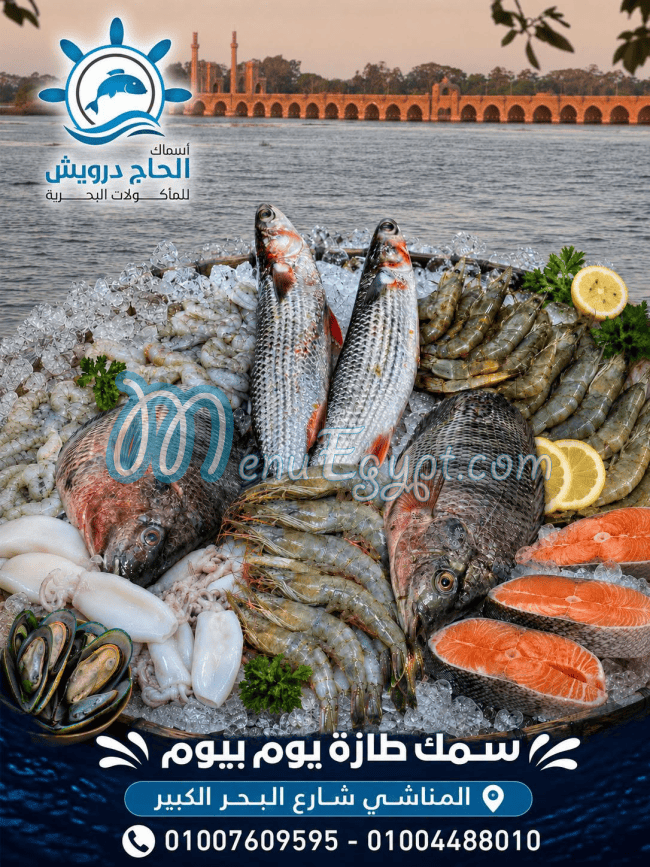 اسماك الحاج درويش المناشي مصر منيو بالعربى