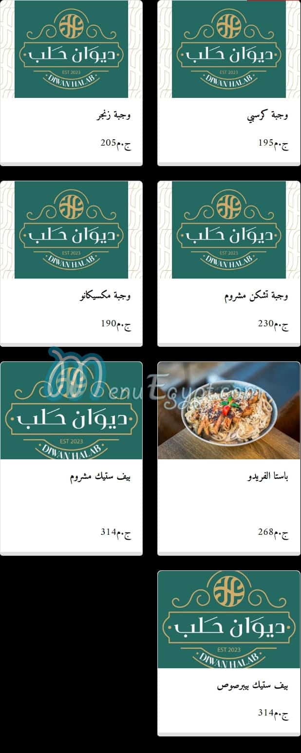 Diwan Halab menu Egypt 9