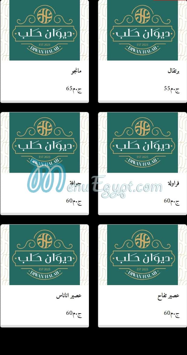 Diwan Halab menu Egypt 12