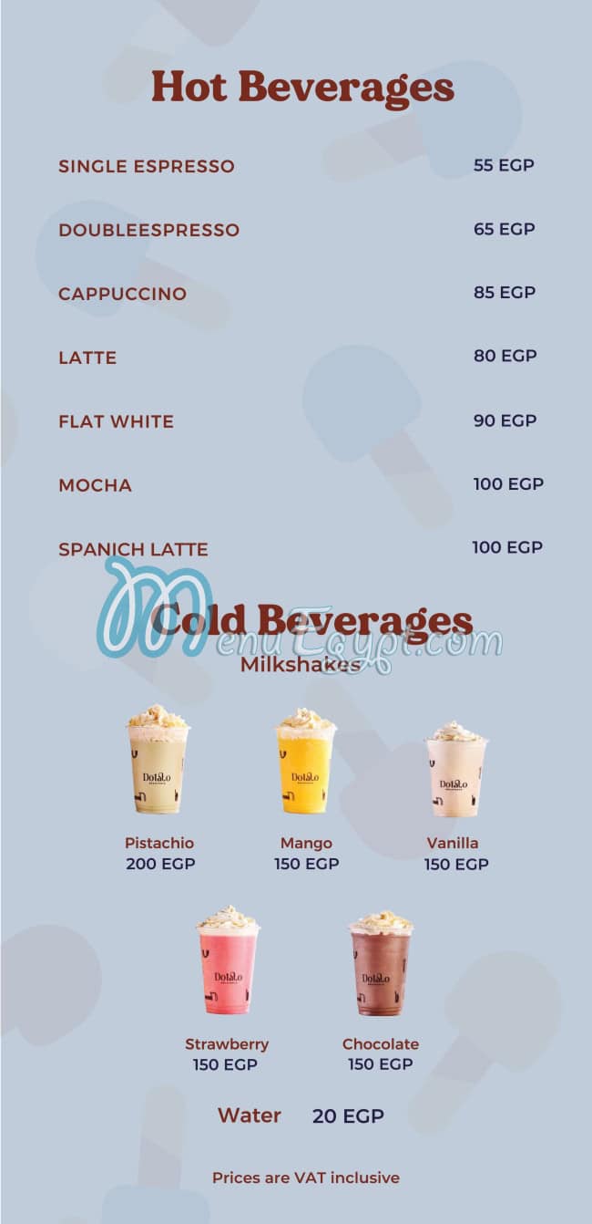 DOLATO gelateria menu prices